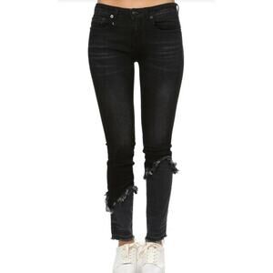 R13 Alison Skinny With Double Shredded Hem Jeans In Dark Moon Sz 26 (B